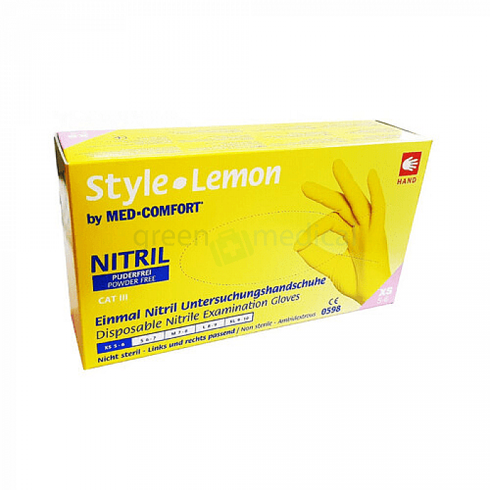 Перчатки нитриловые без пудры №100 STYLE COLOR LEMON 1331