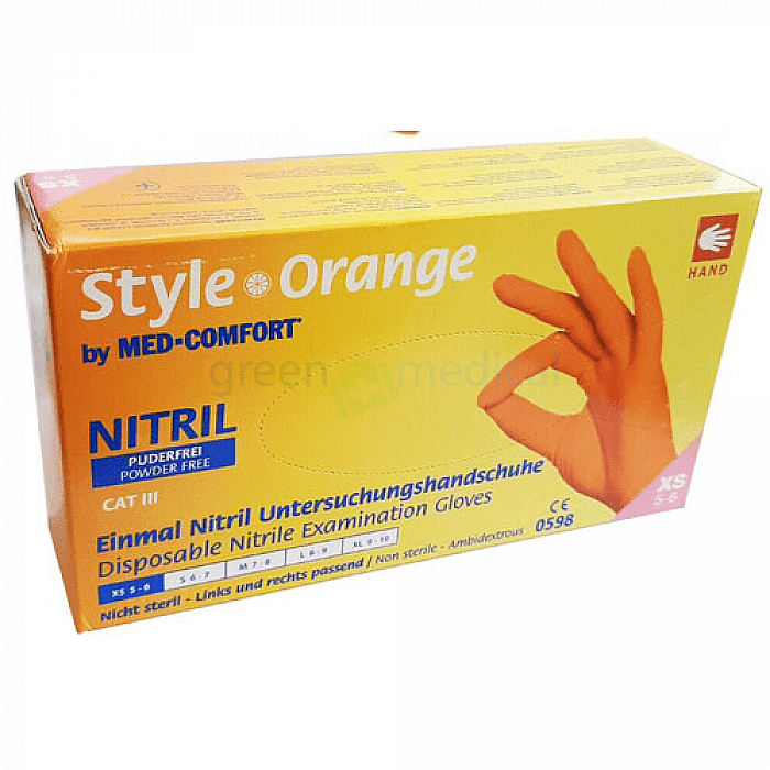 Перчатки нитриловие без пудри №100 STYLE COLOR ORANGE 1332